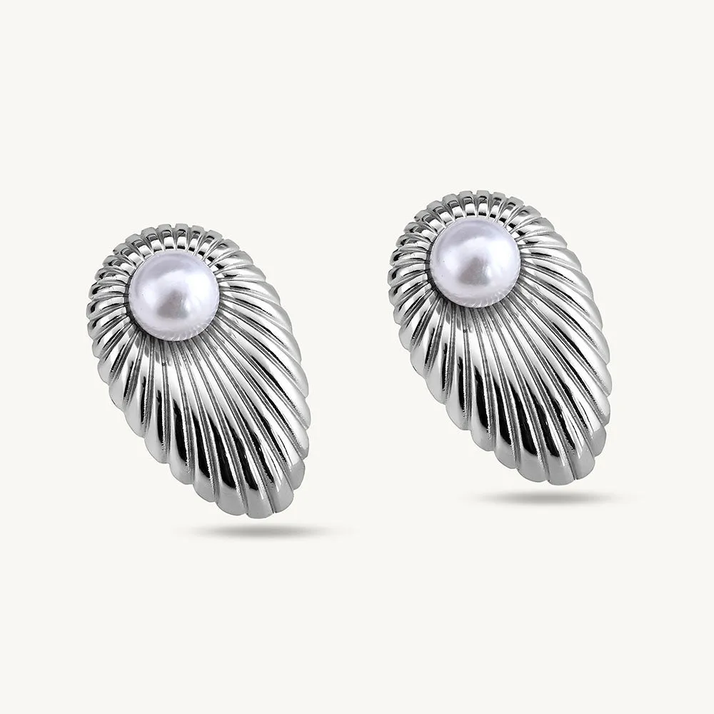 Sunburst Pearl Stud Earrings