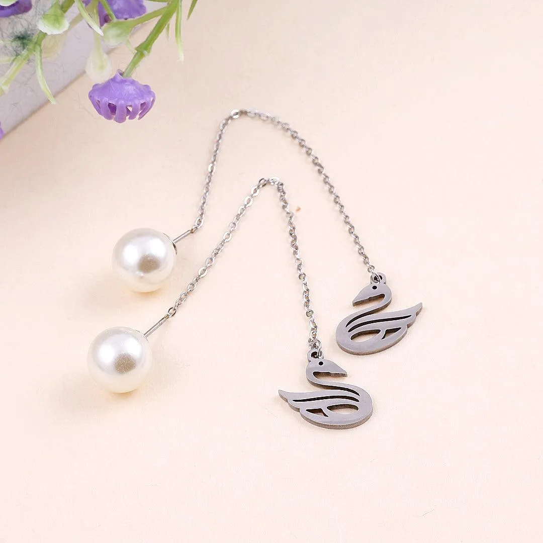 Swan Pearl Drop Earrings