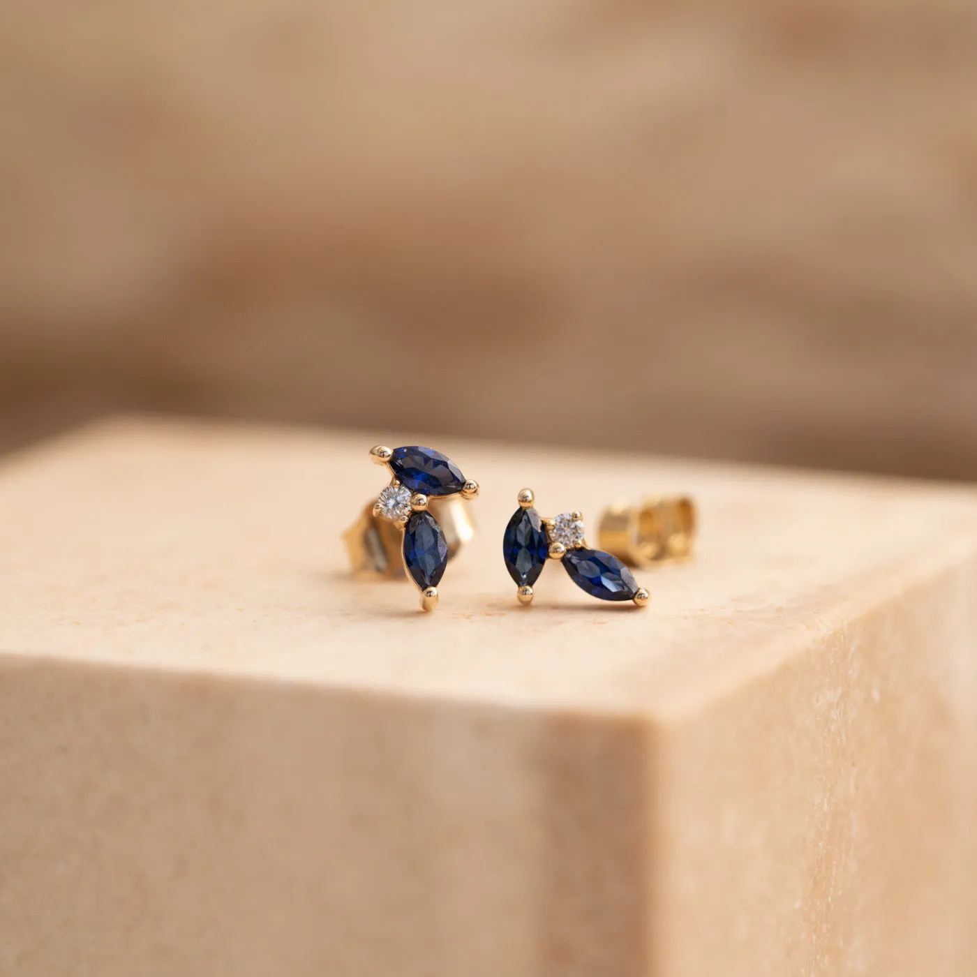 The Heather Earrings | Marquise Lab Grown Sapphire Cluster Studs