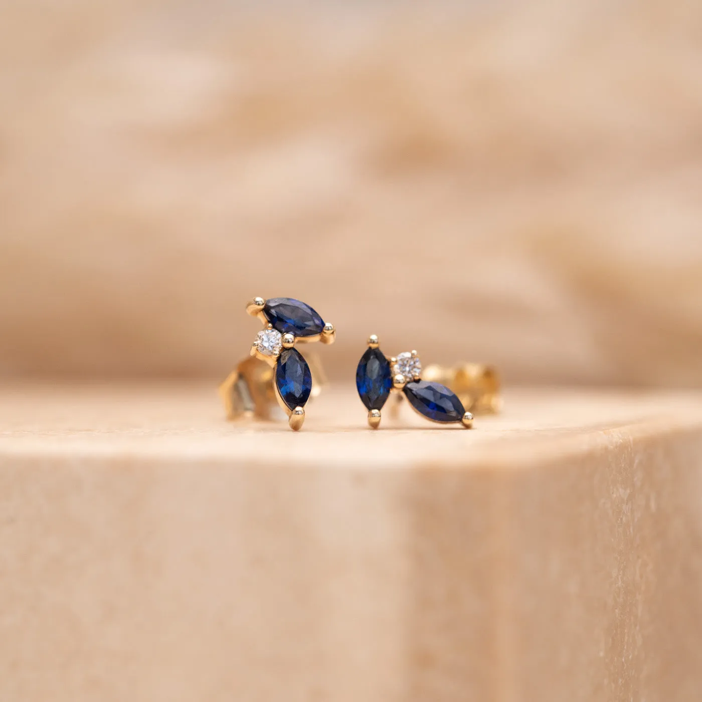 The Heather Earrings | Marquise Lab Grown Sapphire Cluster Studs