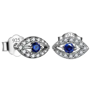 Tokyo Mart Sapphire Evil Eye Earrings Studs Men Womens Jewelry 925 sterling silver