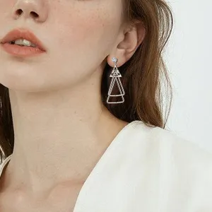 Tokyo Mart Triangle Dangle Drop Earrings Women Jewelry Stainless Steel