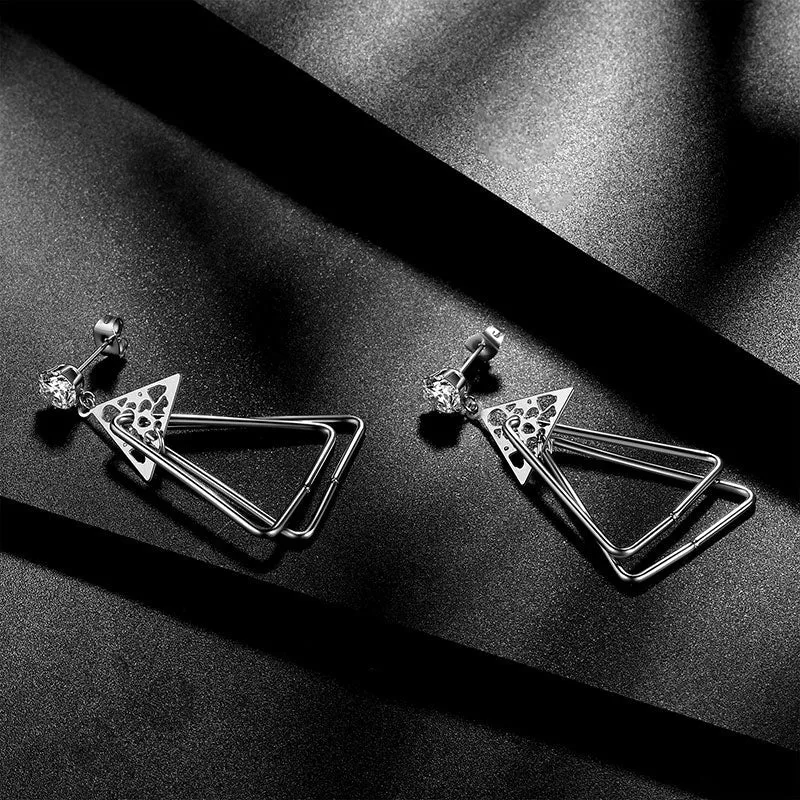 Tokyo Mart Triangle Dangle Drop Earrings Women Jewelry Stainless Steel