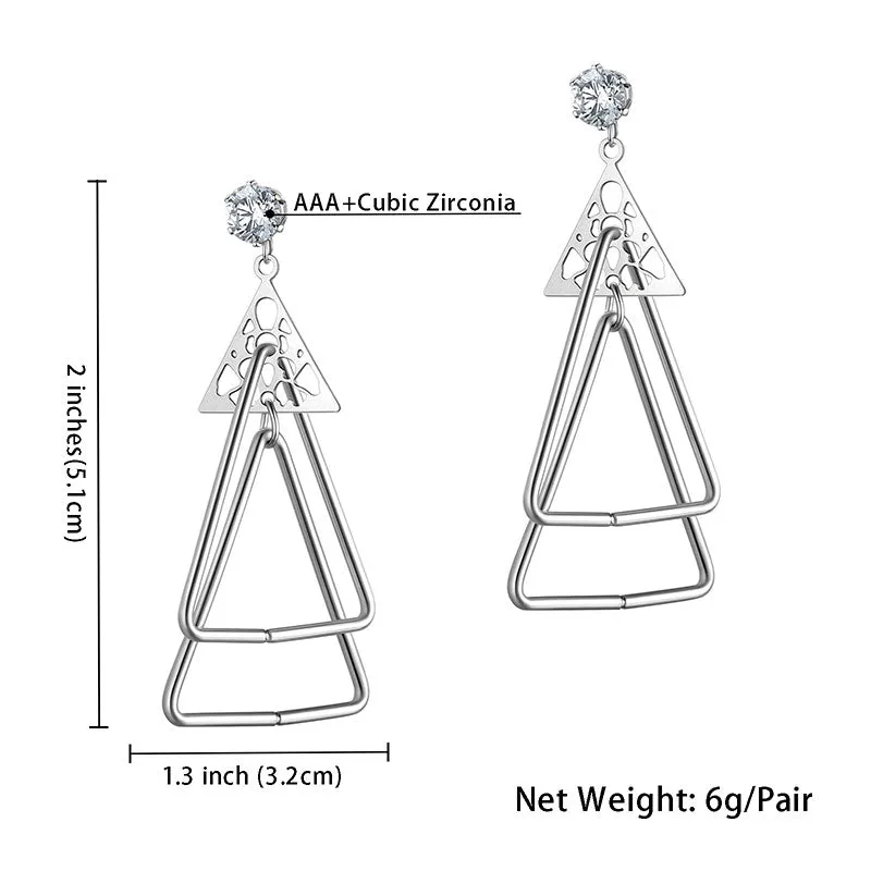 Tokyo Mart Triangle Dangle Drop Earrings Women Jewelry Stainless Steel