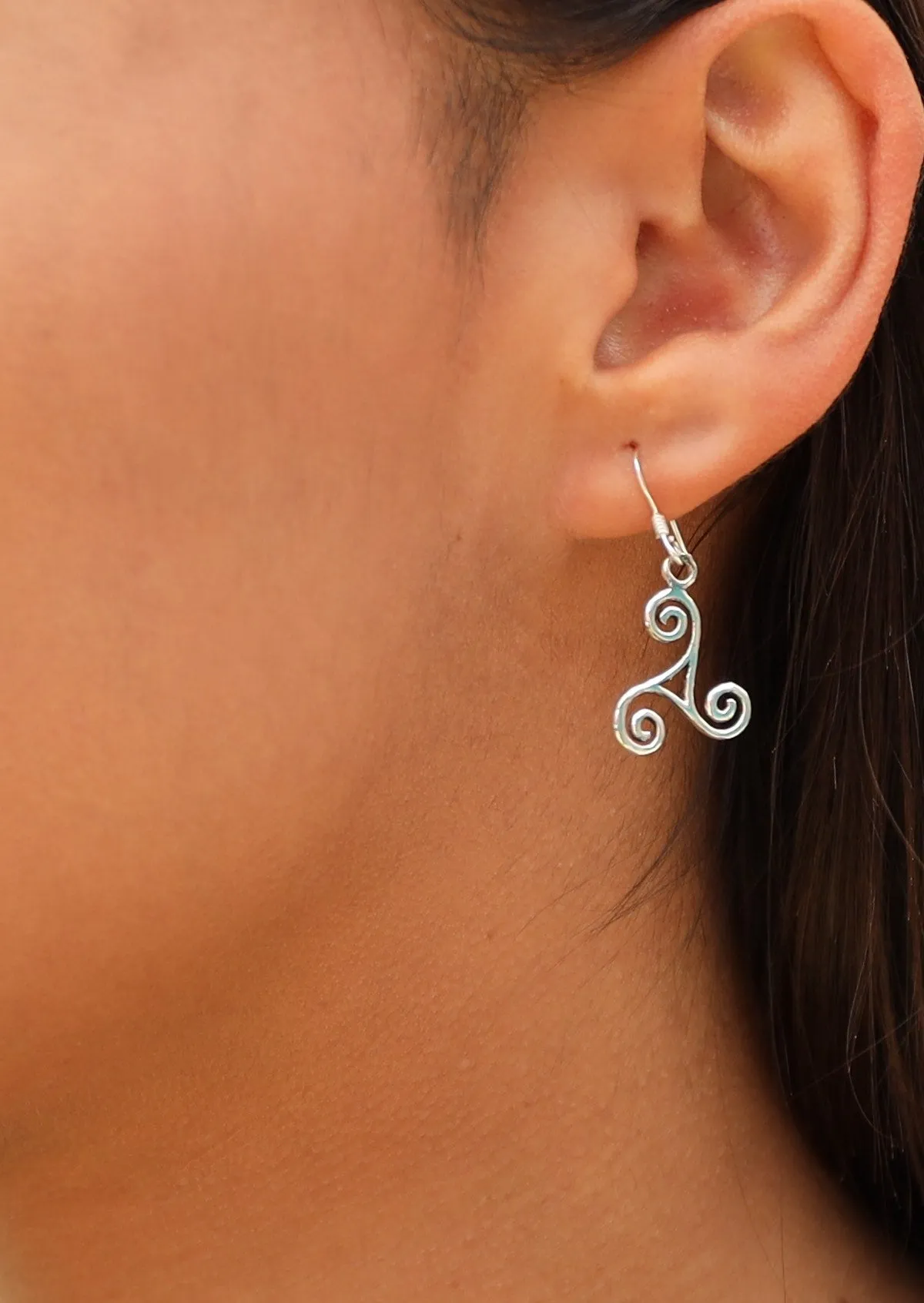 Triskele Sleek Silver Earrings