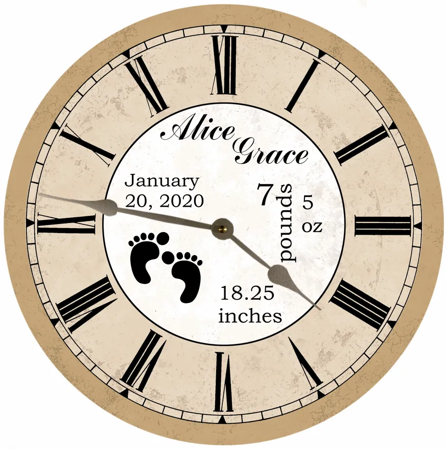 Unique Baby Announcement Clock – Custom Birth Details