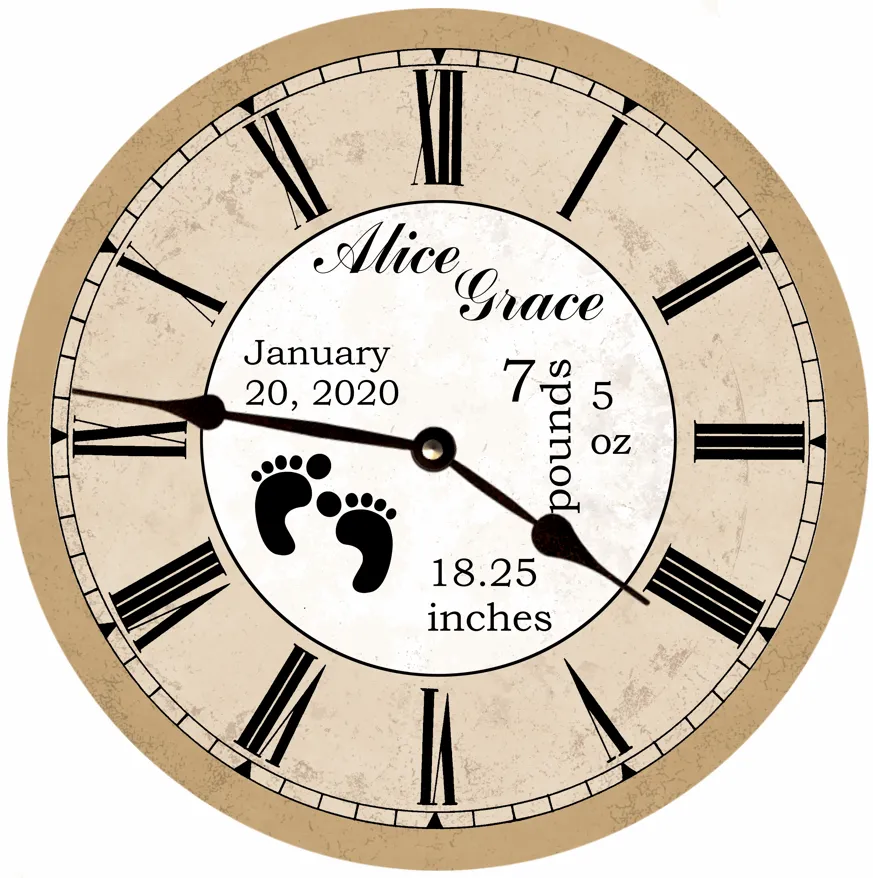 Unique Baby Announcement Clock – Custom Birth Details