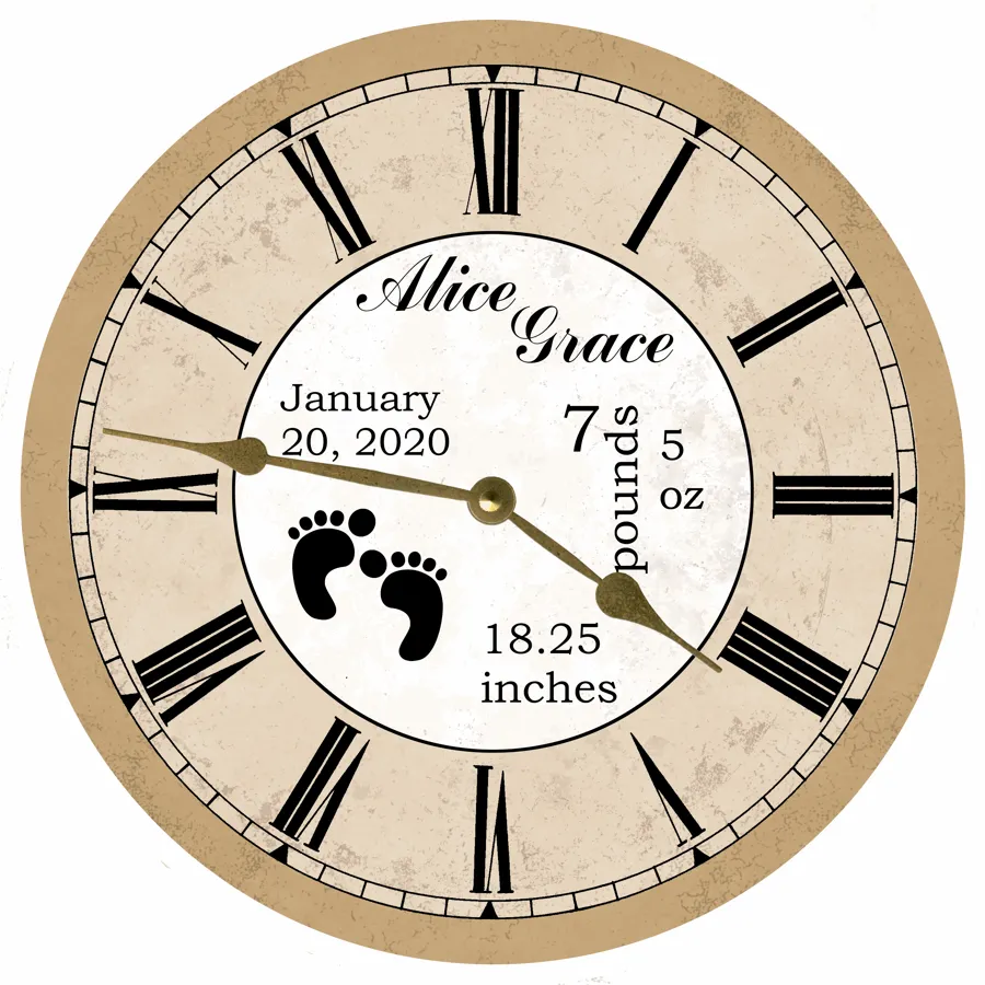 Unique Baby Announcement Clock – Custom Birth Details