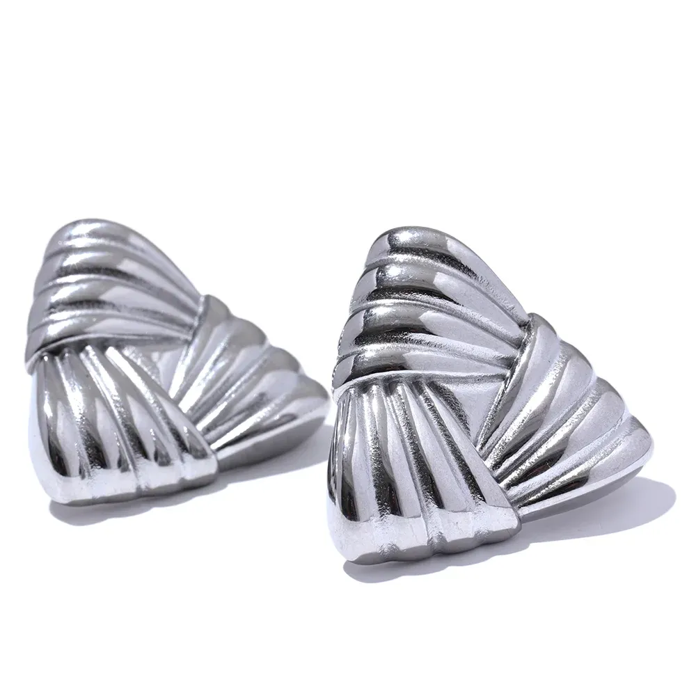 VAIGE Trendy Waterproof 316L Stainless Steel Triangle Texture Stud Earrings