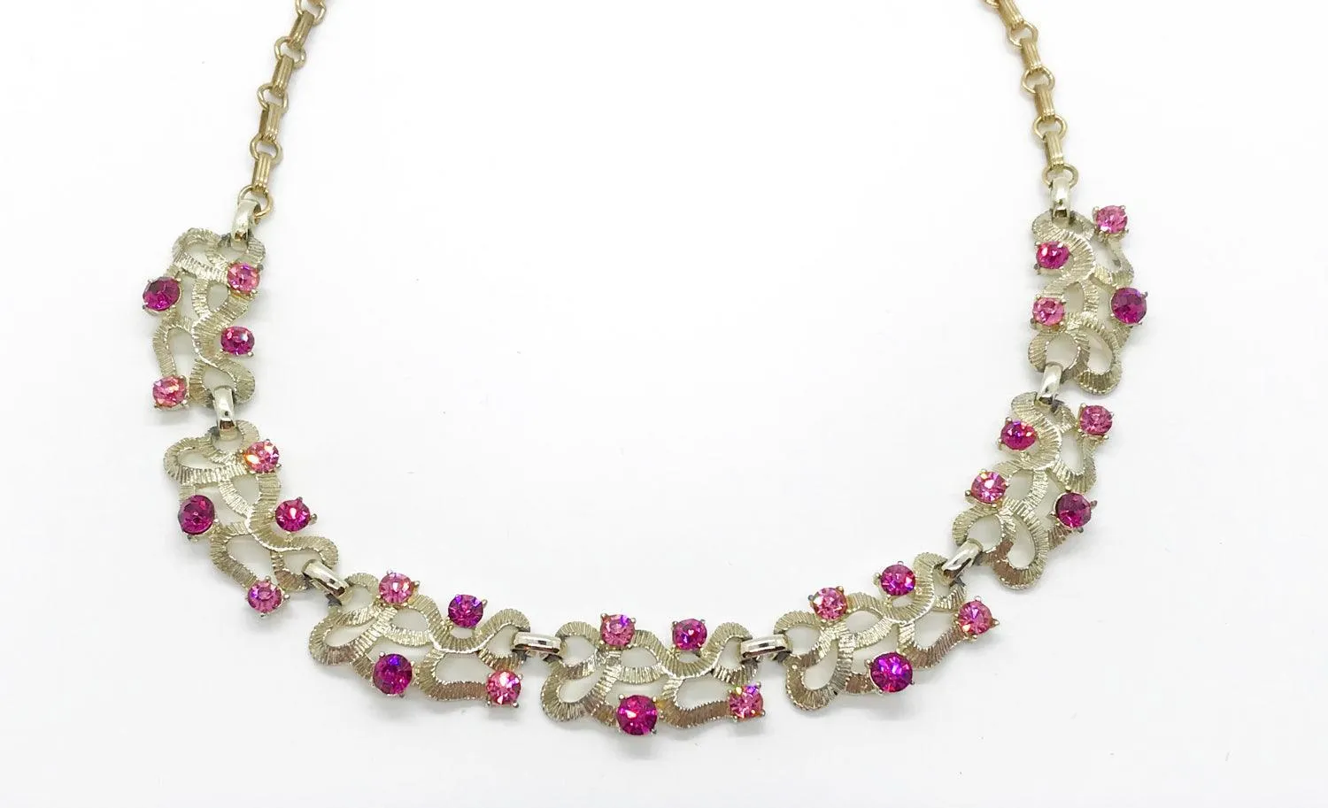 Vintage Pink and Magenta Rhinestone Choker Necklace