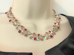 Vintage Pink and Magenta Rhinestone Choker Necklace