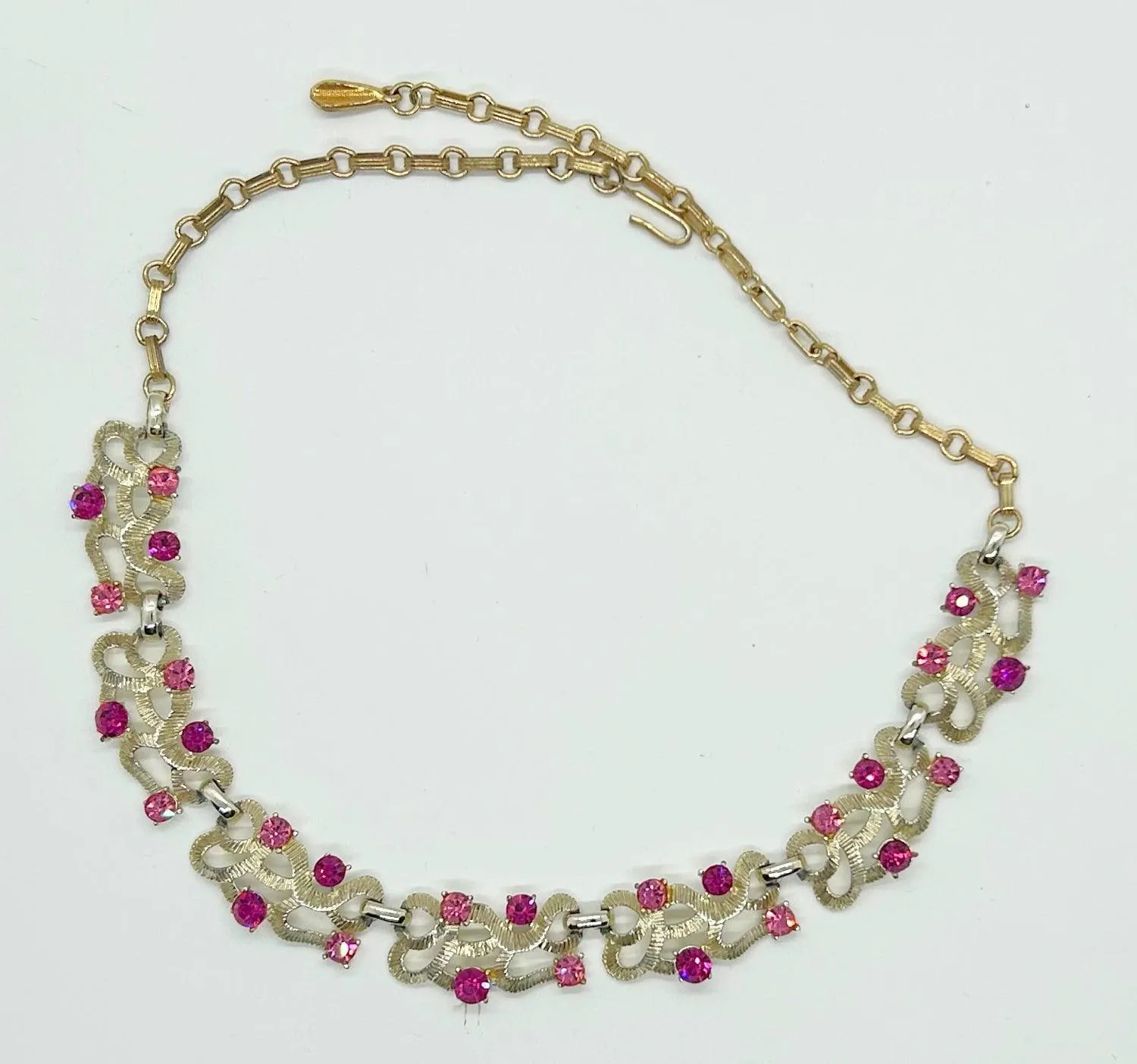 Vintage Pink and Magenta Rhinestone Choker Necklace