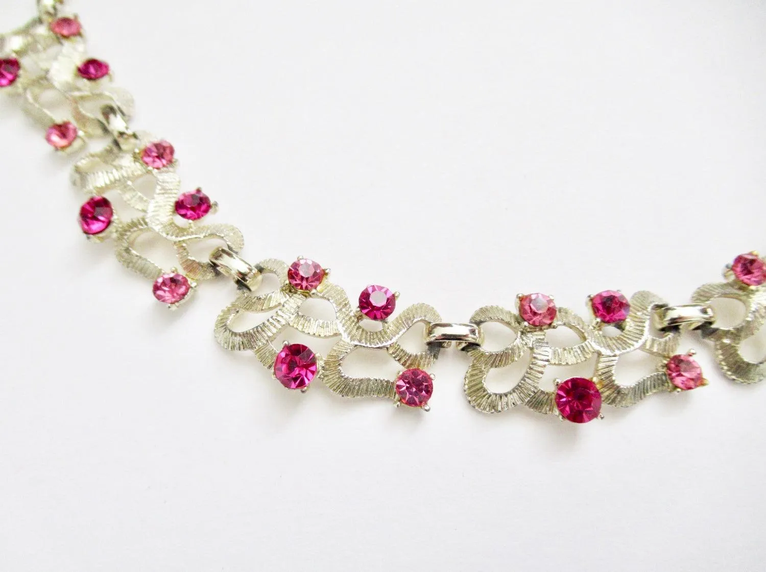 Vintage Pink and Magenta Rhinestone Choker Necklace