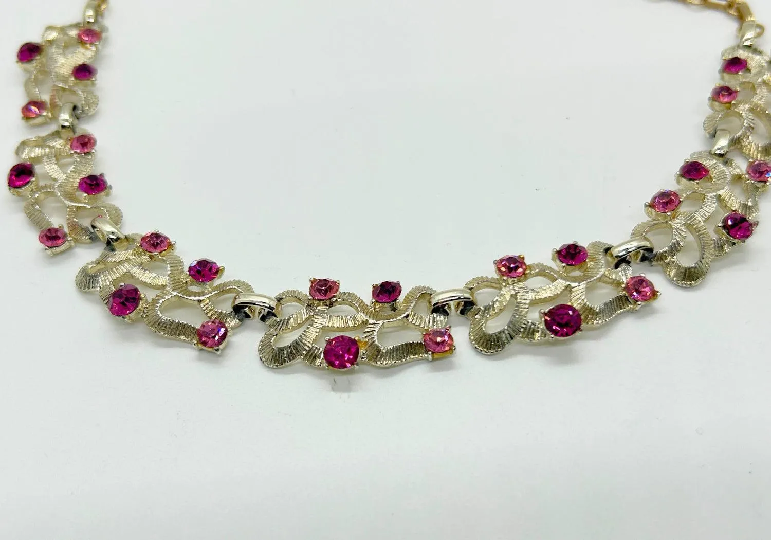 Vintage Pink and Magenta Rhinestone Choker Necklace