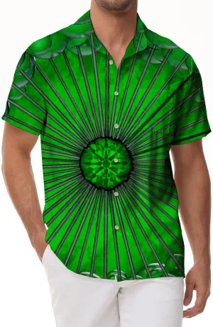 Visual Emerald New Men's Daily Fishing Hawaiian Tropical Shirt Short Sleeve Beach Button Abstract Print Beachwear Beach Party