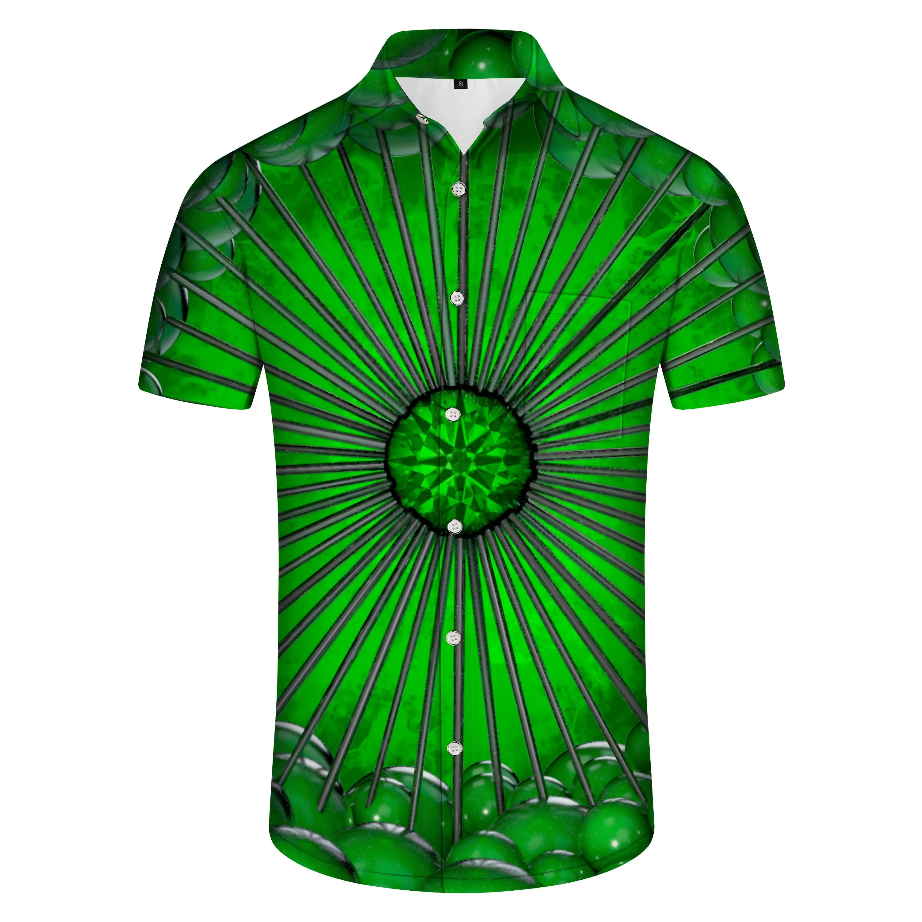 Visual Emerald New Men's Daily Fishing Hawaiian Tropical Shirt Short Sleeve Beach Button Abstract Print Beachwear Beach Party