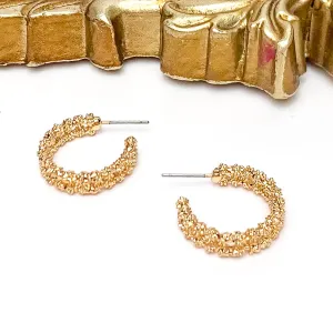 Worry Free Small Gold Tone Textured Hoop Earrings