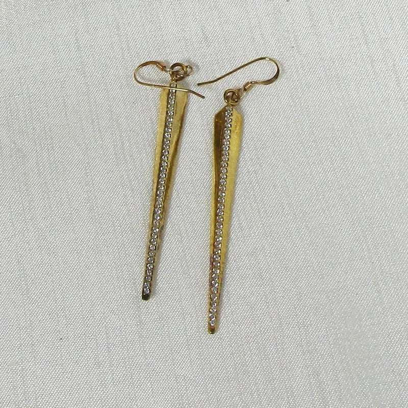 Zircon & Gold Long Spoke Drop  Earrings