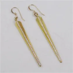 Zircon & Gold Long Spoke Drop  Earrings